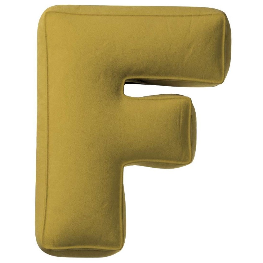 Yellow Tipi Olivově zelený sametový polštář písmeno F 40 cm