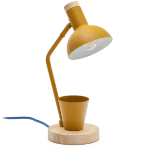 Žlutá kovová stolní lampa Kave Home Katia