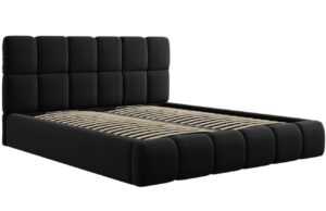 Černá sametová dvoulůžková postel MICADONI Bellis 160 x 200 cm