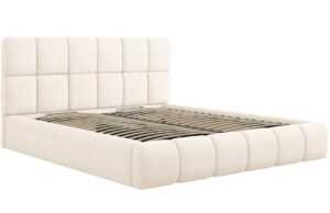 Světle béžová čalouněná dvoulůžková postel MICADONI Bellis 180 x 200 cm