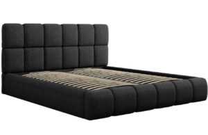 Černá čalouněná dvoulůžková postel MICADONI Bellis 200 x 200 cm