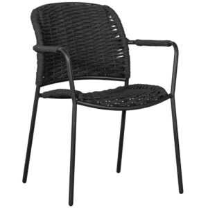 Hoorns Černá hliníková zahradní židle Tiga s područkami