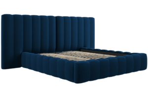 Královsky modrá sametová dvoulůžková postel MICADONI Kelp 180 x 200 cm