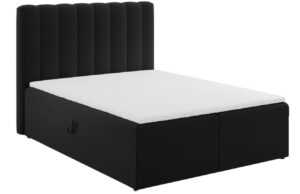 Černá sametová dvoulůžková postel boxspring MICADONI Kelp 160 x 200 cm